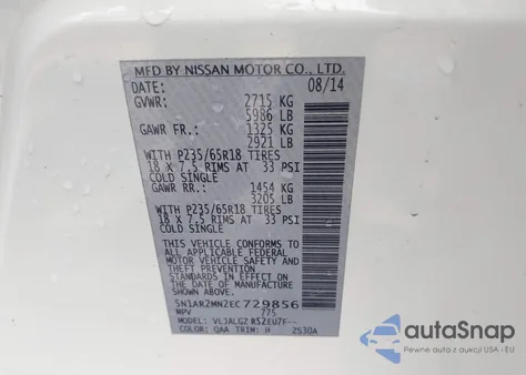 2014 Nissan Pathfinder Sl from USA, damaged, VIN 5N1AR2MN2EC729856